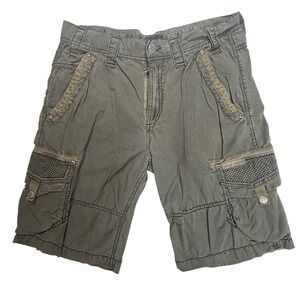 Affliction Black Premium Mens Cargo Shorts 32 Olive Green Embroidered 10W549